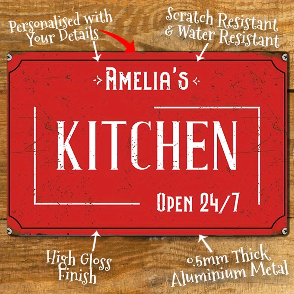 Home Bar And Kitchen - Personalized Custom Kitchen Wall Sign, 8x12