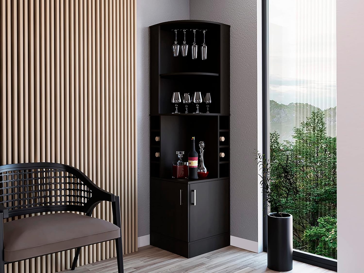 Corner Bar Cabinet with 2 Shel - Home Bar Shelves recension och pris