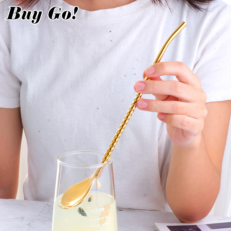1PC Long Big Twisted Straw Spo - Bar Spoon Twisted recension och pris