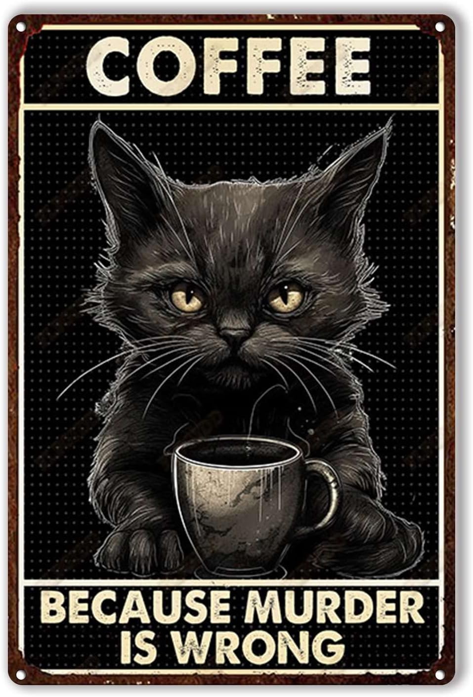 Tin Plaque Coffee cat Because  - Home Bar And Restaurant recension och pris