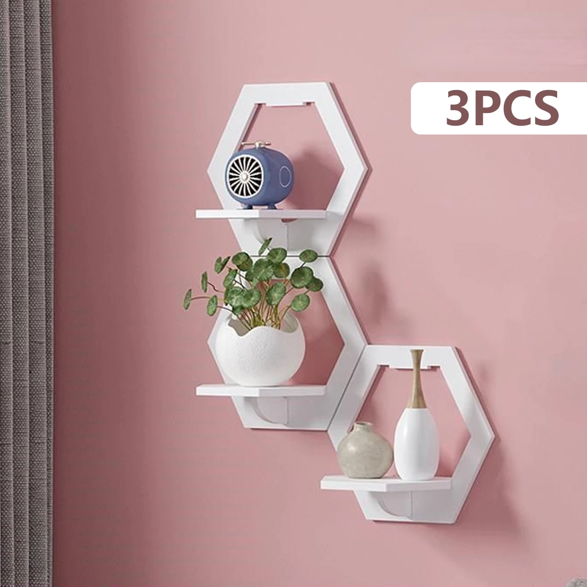 3Pcs Hexagon Wall Shelf Punch  - Home Bar Shelves recension och pris