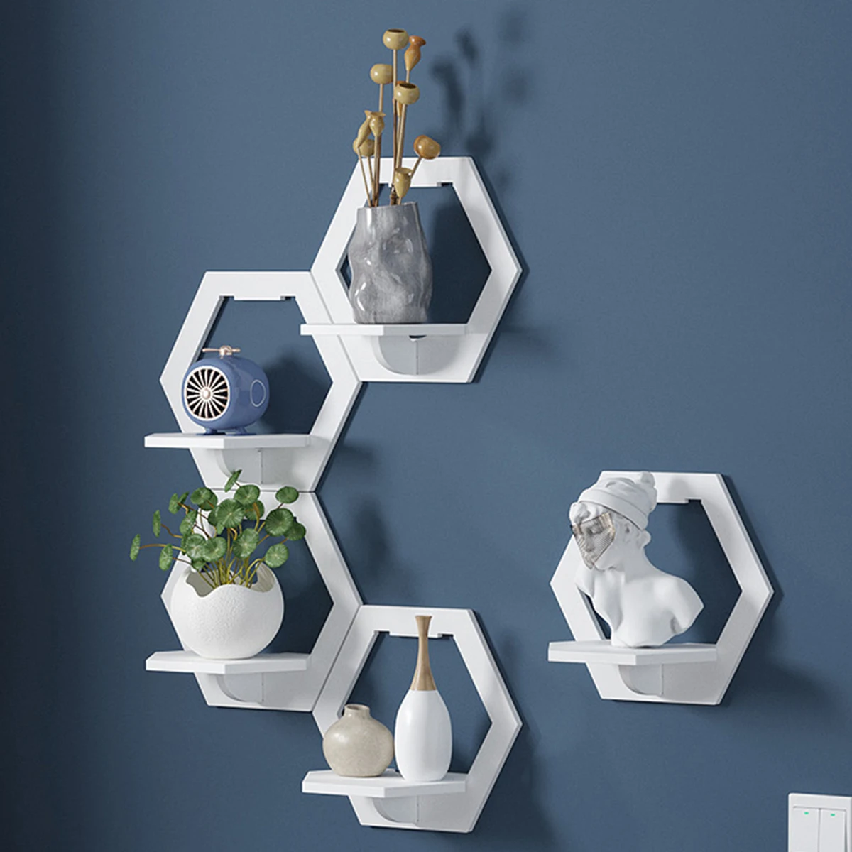 3Pcs Hexagon Wall Shelf Punch  - Home Bar Shelves recension och pris
