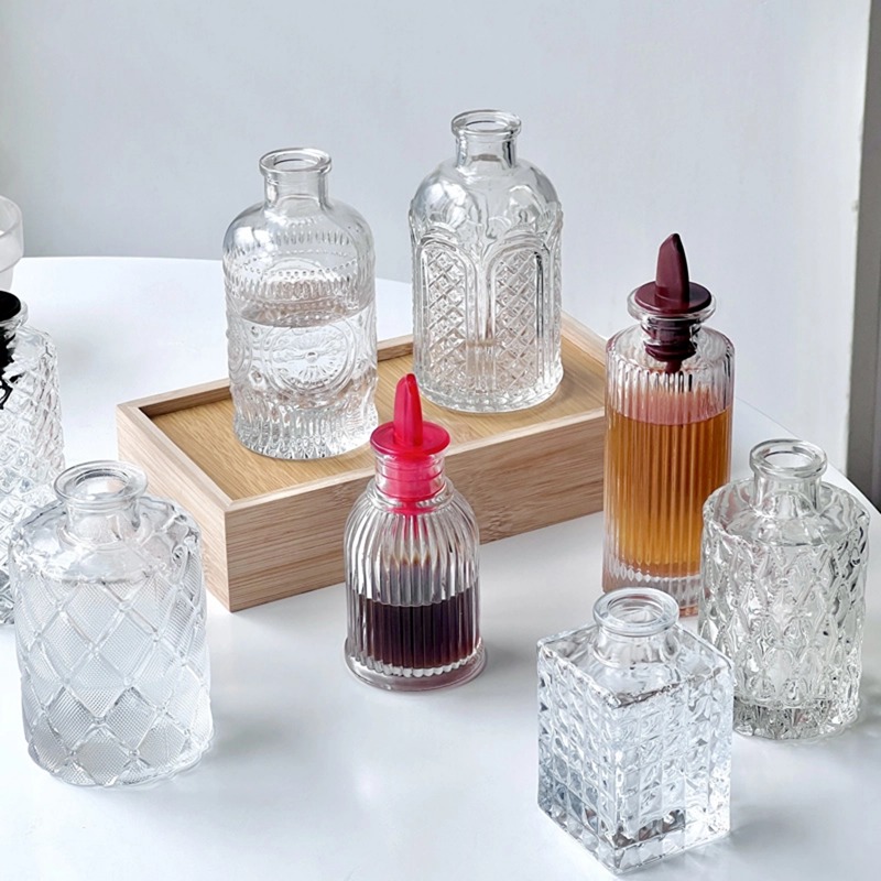 Glass Sauce Bottle Embossed Bi - Bitters Bottle Set recension och pris